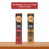 Chaizup Premium 1 Min Instant Assorted Tea Combo - Pack Of 2 X 140gm, 4.9 Ounce Each, 20 Sachets | Masala + Ginger Flavors - Just Add Hot Water | Low Caffeine, No Added Color